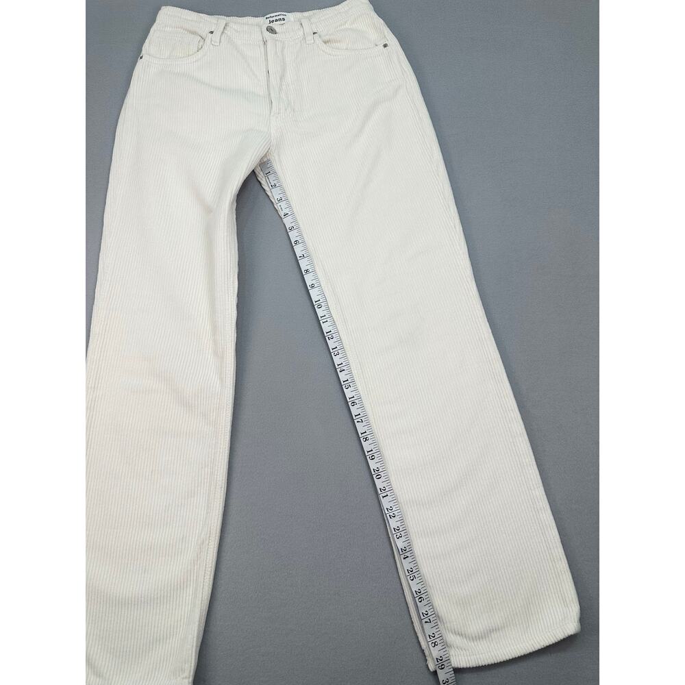 Reformation Rowan High Rise Relaxed Corduroy Pants Ivory White 100% Cotton (26) - Picture 8 of 12